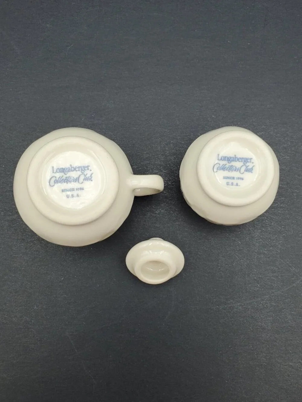 Longaberger Collectors Club Miniature Sugar and Creamer Classic Blue Mini Set